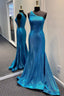 Elegant Mermaid Blue One Shoulder Long Formal Dress
