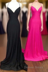 Simply Mermaid Black Straps Long Formal Dresses