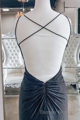 Mermaid Black Long Prom Dresses with Cross Back