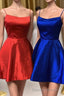 A- Line Spaghetti Straps Short Homecoming Dresses