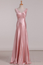 Pink V Neck Satin Backless Long Prom Dress Bridesmaid Dresses