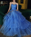 Blue Sweetheart Strapless Prom Graduation Dress Sweet 16 Dresses