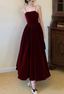 Burgundy A Line Spaghetti Straps Elegant Long Prom Dress