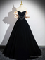 Black A Line Velvet Long Prom Dress