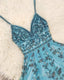 Blue Beaded Gown Prom Dresses, Long Homecoming Gown