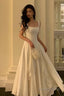 A Line Square Neck Prom Dresses, Ankle Length Elegant Prom Gowns