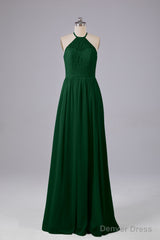 Elegant Keyhole Halter Lace Long Bridesmaid Dresses
