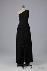 High Low One Shoulder Chiffon Bridesmaid Dresses