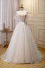 Chic Spaghetti Straps Beading A Line Tulle Wedding Gowns