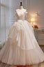 Elegant Ivory Spaghetti Straps Ball Gowns with Bowknot A Line Tulle Long Prom Dresses