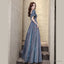 Short Sleeve Glitter A Line Prom Gowns