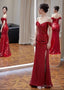 Off Shoulder Sequin Side Slit Trumpet Prom Gowns