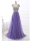 Lavender Tulle A Line Prom Dress Long Prom Dresses for Wedding