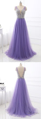 Lavender Tulle A-line Prom Dress Long Formal Dress for Wedding