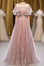 Elegant High Neck Vintage Long Lace Up Prom Dresses Flowy Prom Gown