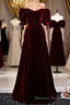 Modest Charming Burgundy Long Prom Dress Vintage Prom Dresses With Bowknot