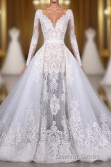 Elegant Long Sleeves Lace Wedding Dresses Beautiful Bridal Dresses
