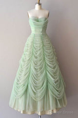 Mint Green Sweetheart Floor Length Long Prom Dresses, Ruched Chiffon Party Gown