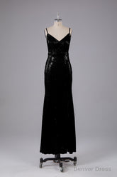 Mermaid Sequins Spaghetti Straps Long Bridesmaid Dresses