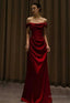 Off Shoulder Plain A Line Prom Gowns Long Corset Prom Dresses
