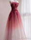 Beautiful Tulle Gradient with Beaded Long Prom Dress, A Line Gradient Prom Dresses