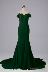 Off The Shoulder Hourglass Court Train Bridesmaid Dresses