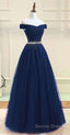 Off Shoulders Red Tulle Floor Length Prom Dresses