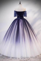 Ombre Ball Gown Prom Dresses Quinceanera Dresses with Delicate Gold Appliques