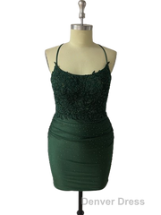 Spaghetti Straps Open Back Short Homecoming Dresses