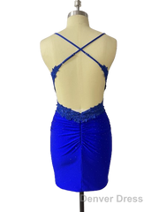 Spaghetti Straps Open Back Short Homecoming Dresses