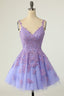 Princess Lavender Embroidered Short Princess Dresses