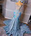 light blue prom Dress, crystal sequins Prom Gown, mermaid prom Dresses