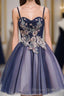 Cute Lace Tulle Short A Line Prom Dress, Homecoming Dresses