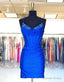 Gorgeous Spaghetti Straps Short Glitter Hoco Prom Dresses