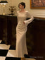 Elegant Flare Sleeve Wedding Mermaid Long Dresses Women Spring Autumn French Vintage Slim One Piece Prom Robe Mujers Clothes