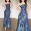 Mermaid Spaghetti Straps Prom Dress Blue Prom Dresses
