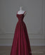 Retro A Line Straps Sequin Burgundy Long Prom Dress