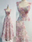 A Line 3D Floral lace skirt tulle bodice Floor Length prom Dresses
