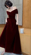 Spring Long Luxury Elegant Wine Red Soft Velvet Prom Wedding Dress for Women Off Shoulder Maxi Dresses