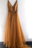 Spaghetti Strap A Line V Neck Prom Cheap Long Prom Dress