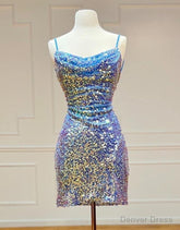 Sparkly Spaghetti Straps Sequin Homecoming Dress