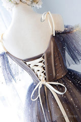 Unique Tulle Off The Shoulder Short Prom Dresses, Lace Up Homecoming Dresses