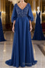 A-line V-Neck Short Sleeves Chiffon Mother of The Bride Dresses