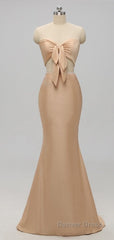 Elegant A-Line Sexy V Neck Gold Long Modest Side-Slit Bridesmaid Dresses