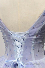 Purple V Neck A Line Homecoming Dresses