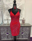 Elegant V Neck Cross Back Glitter Homecoming Dresses