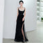 Spaghetti Strap Two Tone Sequin Slit Panel Mesh A Line Prom Gowns