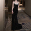 Spaghetti Strap Sweetheart Neckline Two Tone Rhinestone Accent Sequin Trained Open Back Mermaid Prom Gowns