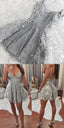 Charming Lace Prom Dress, Sexy Short Prom Dress, Spaghetti Straps Prom Gown Cheap Homecoming Dresses, Hot