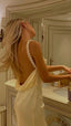 A Line Backless Prom Dress Silk Satin Long Prom Dresses
